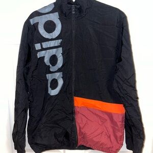 Adidas Black and Red Windbreaker with Bold Design